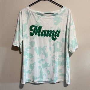 Women’s mint and white mama tee